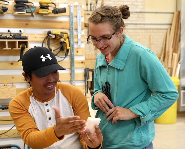 Students working on an art project in an art lab